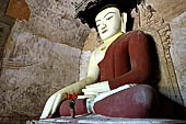 Bagan Myanmar. Sulamani temple. The heavenly restored main Buddha image of the eastern hall. 